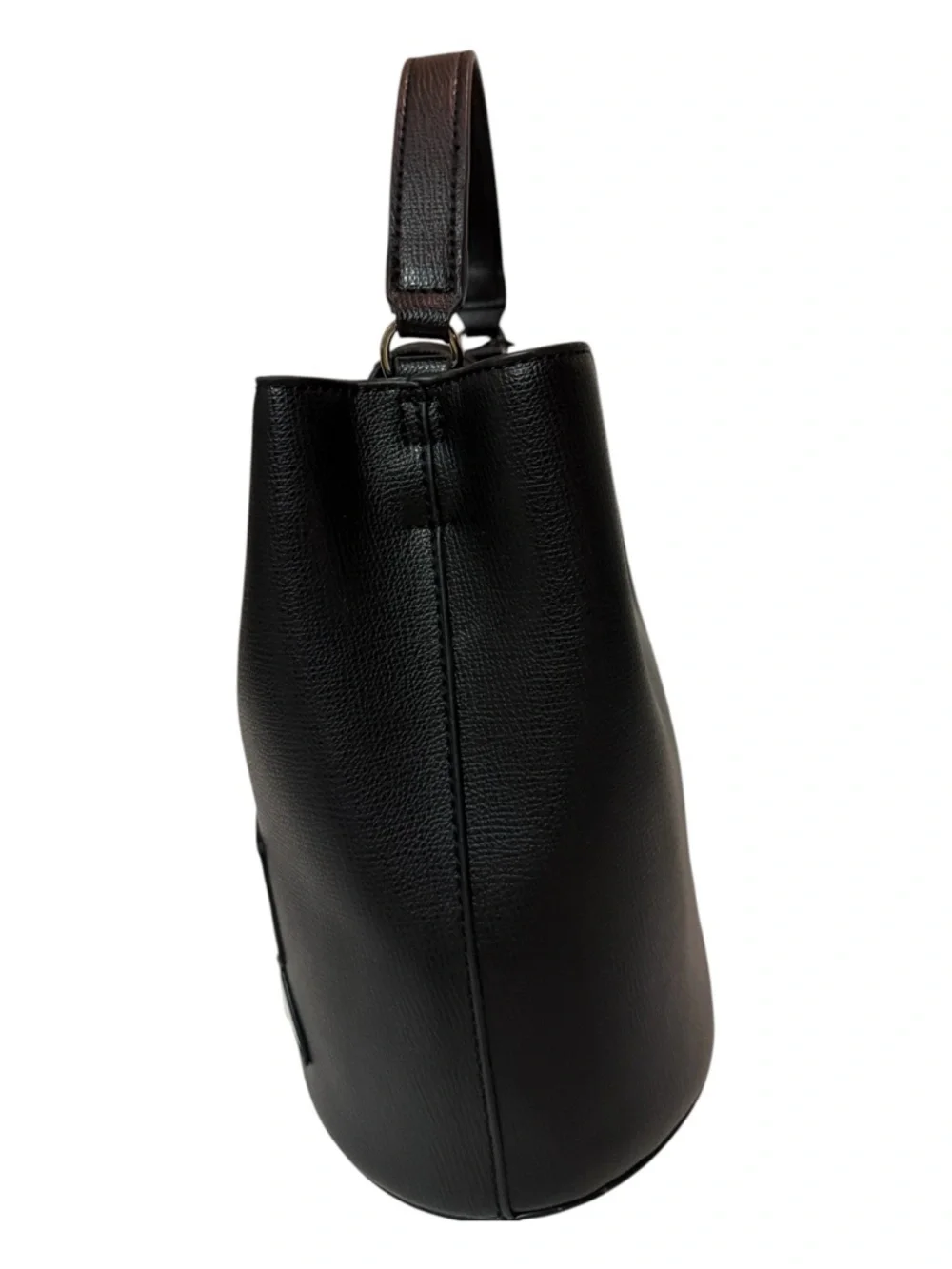 Karl Lagerfeld Black Faux Leather Bucket Bag With Drawstring. - Picture 4 of 9